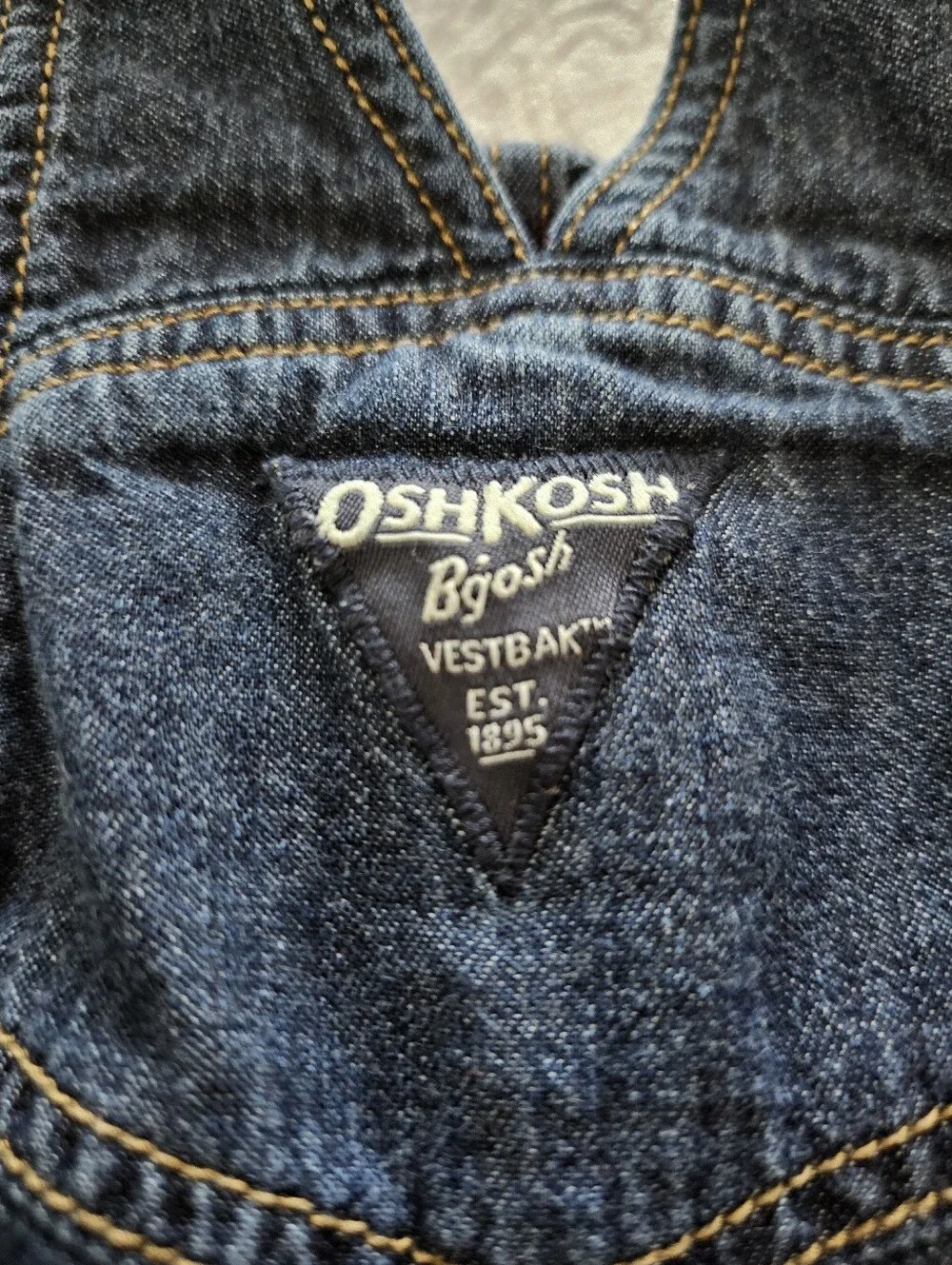 OshKosh B'gosh Baby Overalls 18M Denim Fleece Lined Red Blue Jean Classic Bib